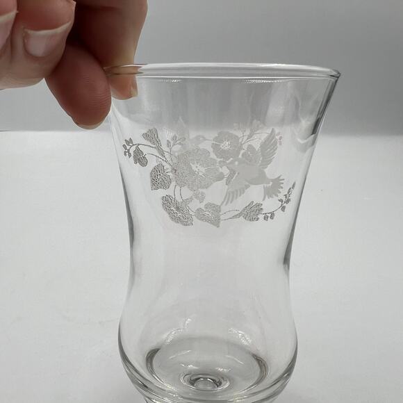Vintage Homco Clear Glass Candelabra Cup Floral & Hummingbird Etched Votive - Picture 6 of 9